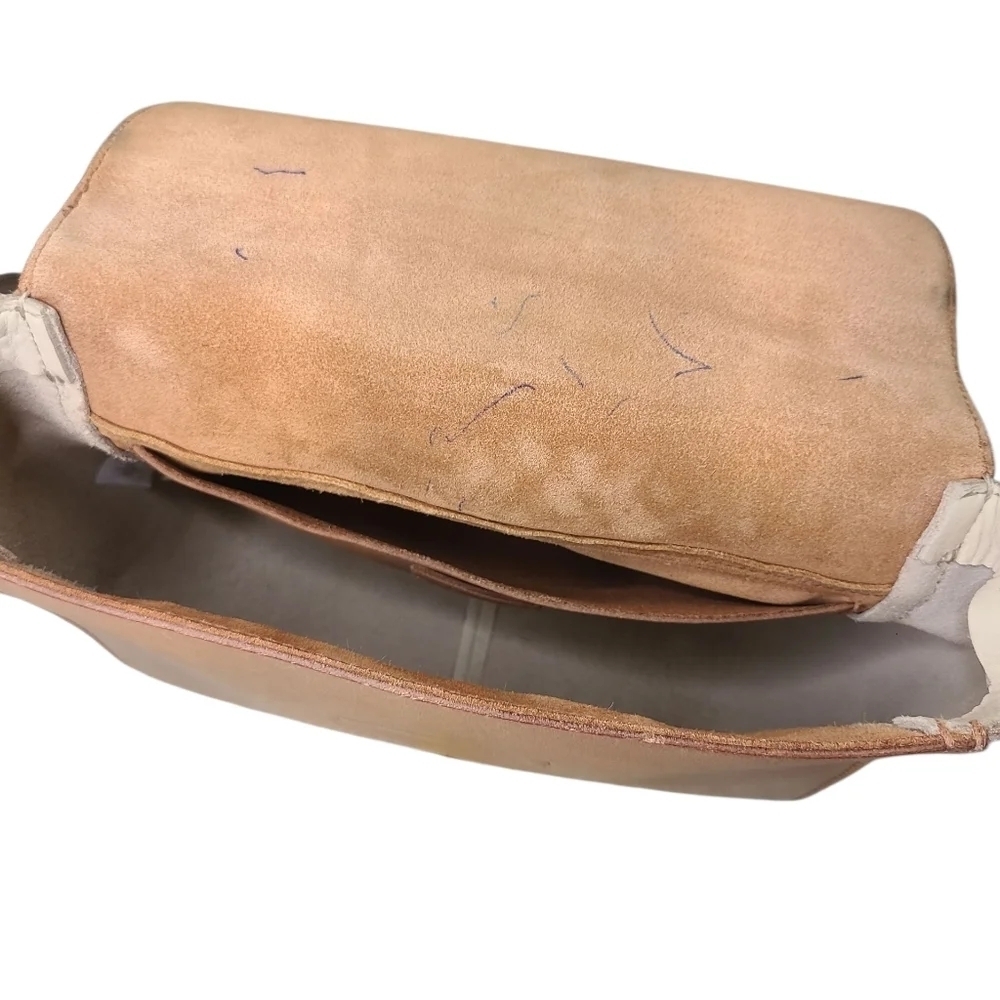 Madewell Abroad Classic Tan And Cream Thick Leather Shoulder/ Crossbody Bag - Picture 8 of 10